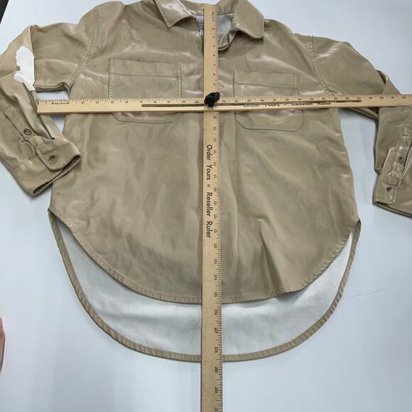 Saylor Top Womens Small Tan Remi Faux Leather 1/4 Zip Pullover - Picture 10 of 11